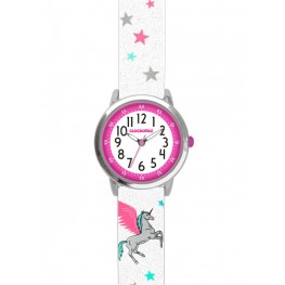 Bílé třpytivé dívčí hodinky s jednorožcem CLOCKODILE UNICORN CWG5111