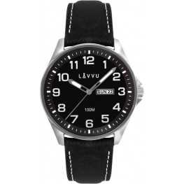 Ocelové pánské hodinky LAVVU LWM0145 BERGEN Black / Top Grain Leather