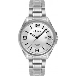 LAVVU Pánské hodinky se safírovým sklem HERNING Silver LWM0090
