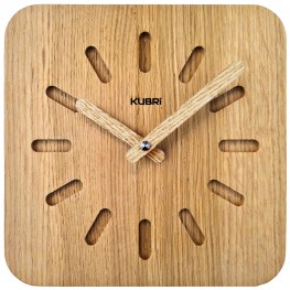 KUBRi 0152 - 20 cm hodiny z dubového masívu včetně dřevěných ručiček