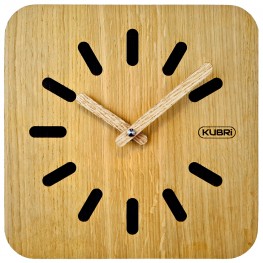 KUBRi 0153 - 20 cm hodiny z dubového masívu včetně dřevěných ručiček