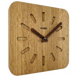KUBRi 0159 - 40 cm hodiny z dubového masívu včetně dřevěných ručiček
