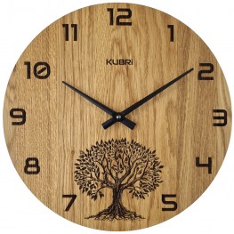KUBRi 0100D - Strom života na dubových hodinách vyrobených v čechách