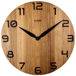 KUBRi 0128 - obrovské dubové hodiny s výraznými černými ručičkami