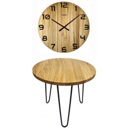 KUBRi 0601 - 60 cm dubový stolek a nástěnné hodiny