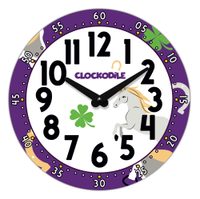 CLOCKODILE Dětské nástěnné hodiny fialové s koněm 25cm CCT0030