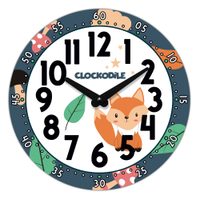 CLOCKODILE Dětské nástěnné hodiny modré s liškou 25cm CCT0031