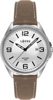 LAVVU Pánské hodinky se safírovým sklem HERNING Silver / Top Grain Leather LWM0093