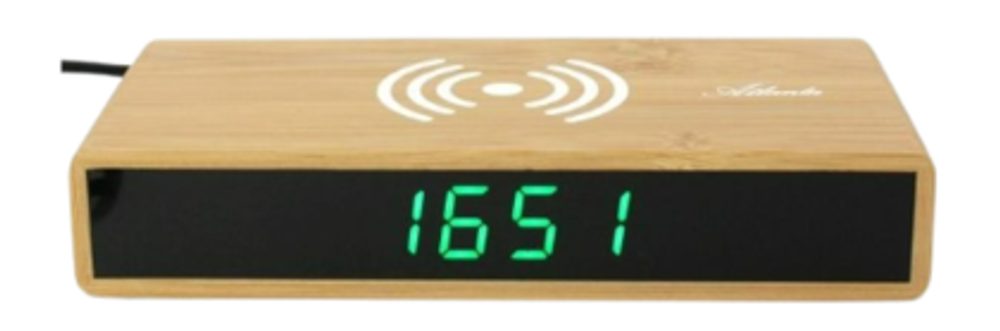 Atlanta 2603 - Digitální budík se zeleným LED displejem a bezdrátovým nabíjením pro telefon