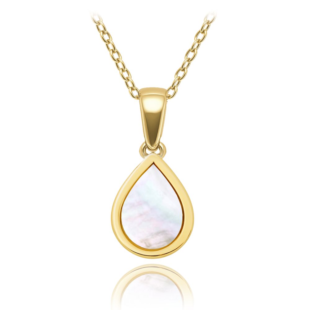 MINET Elegantní zlatý náhrdelník kapka s bílou perletí Au 585/1000 2