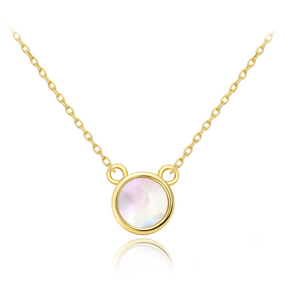 MINET Elegantní zlatý náhrdelník s bílou perletí Au 585/1000 2