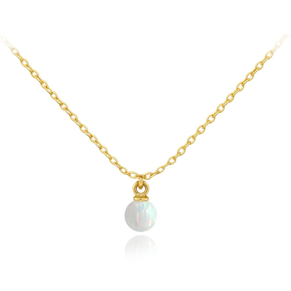 MINET Elegantní zlatý náhrdelník s bílým opálem Au 585/1000 1