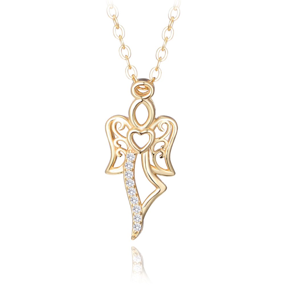 MINET Pozlacený stříbrný náhrdelník ANDĚL se zirkony