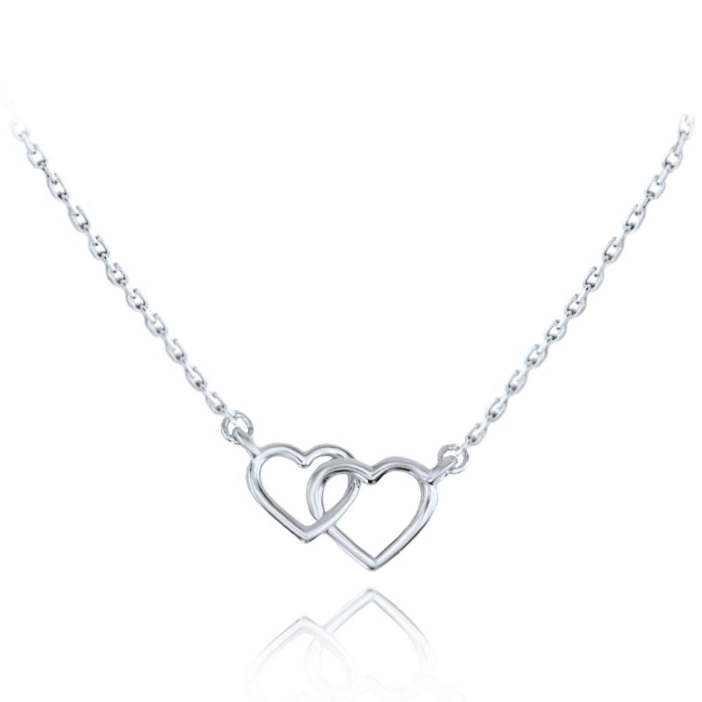 MINET Zlatý náhrdelník z bílého zlata se srdíčky Au 585/1000 1