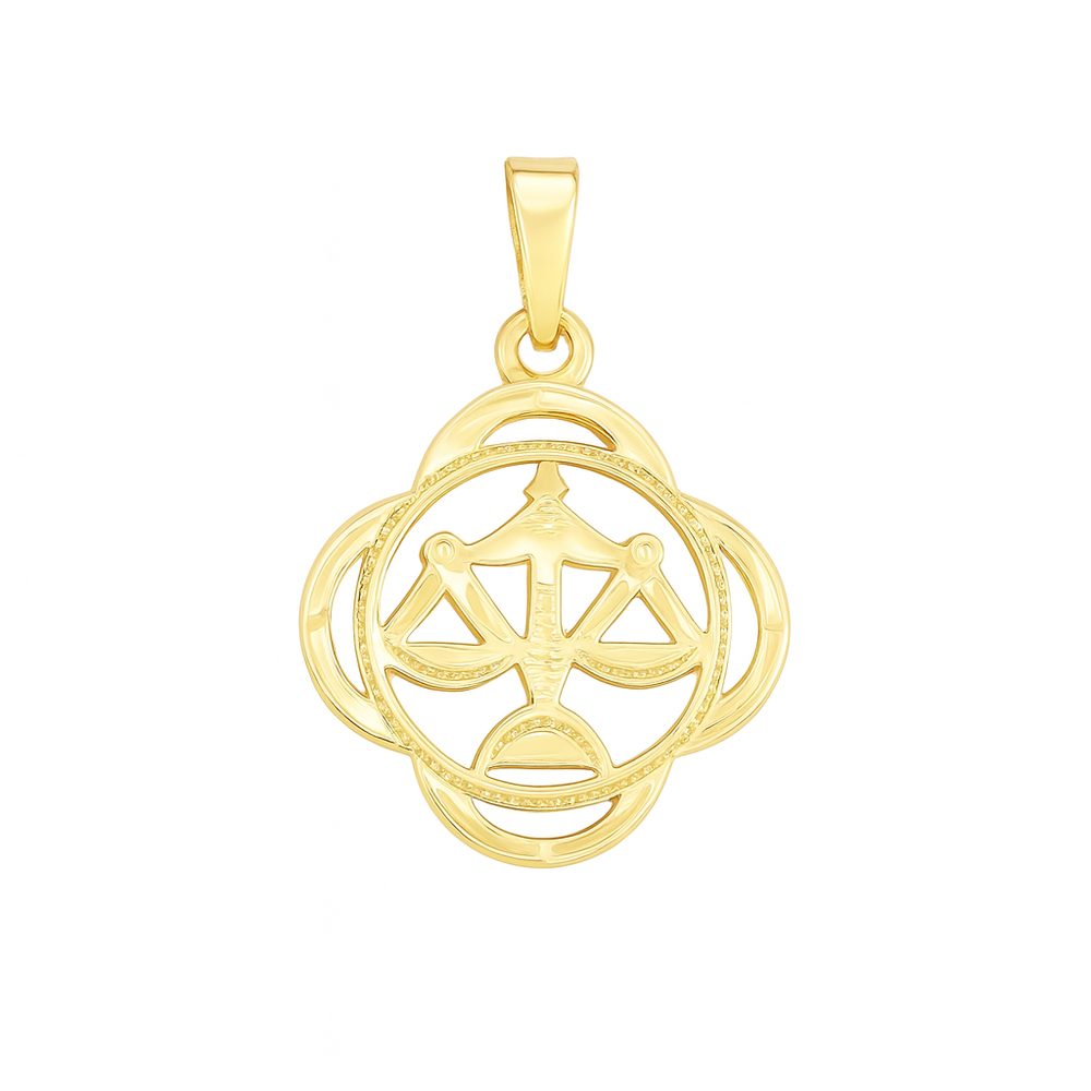 Stříbrný zlacený přívěs zvěrokruh Váhy čtyřlístek