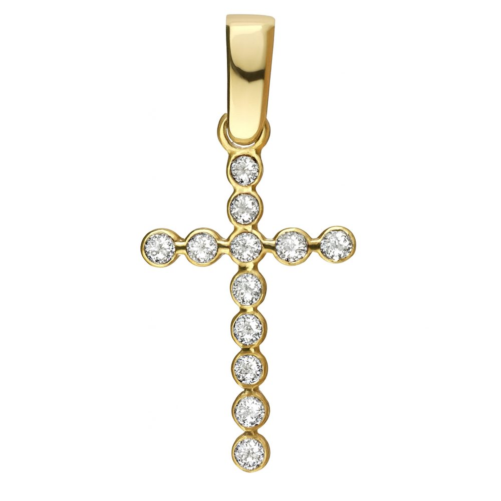 Zlatý 585/1000 přívěs Křížek se zirkony TU-4036