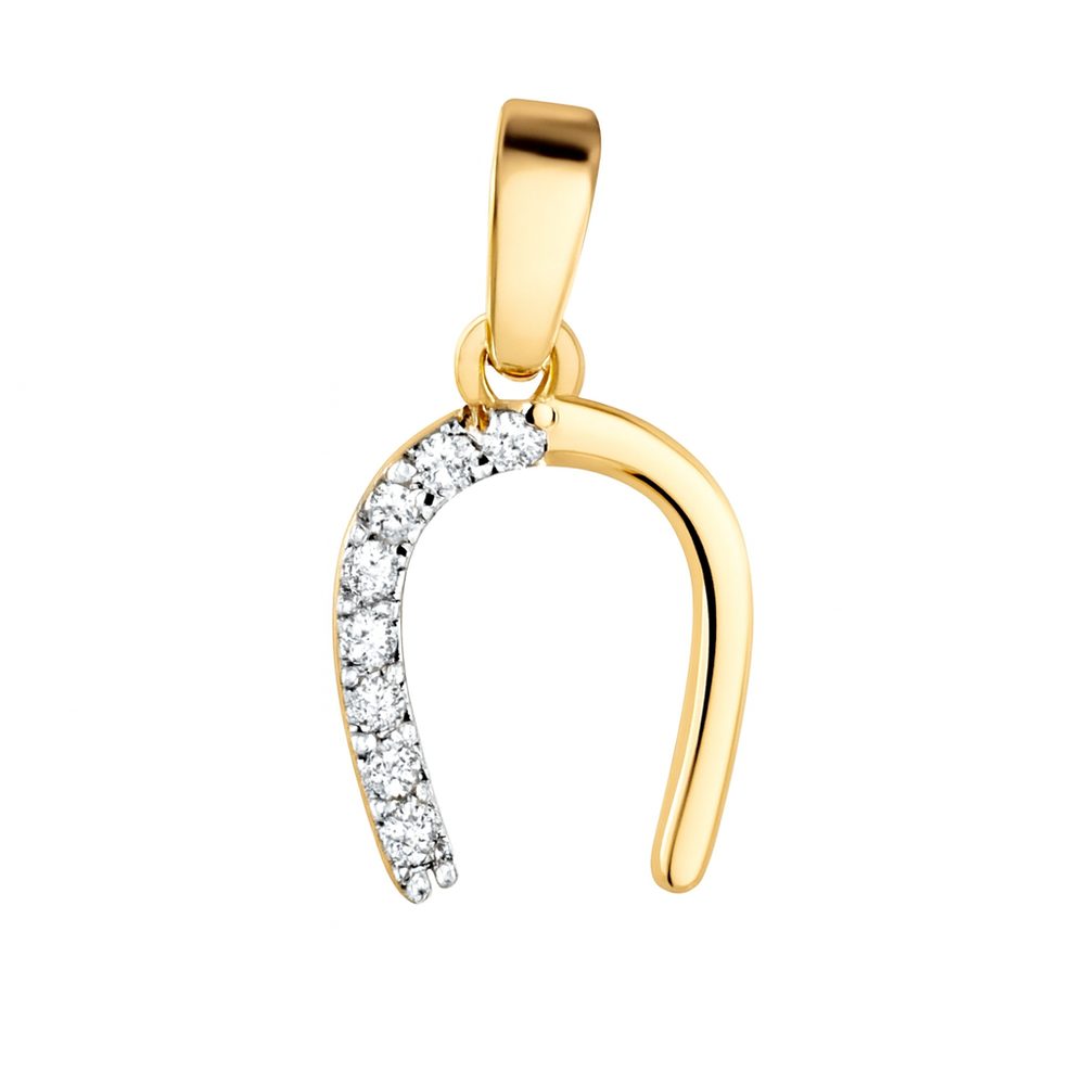 Zlatý 585/1000 přívěs Podkova se zirkony TU-4018