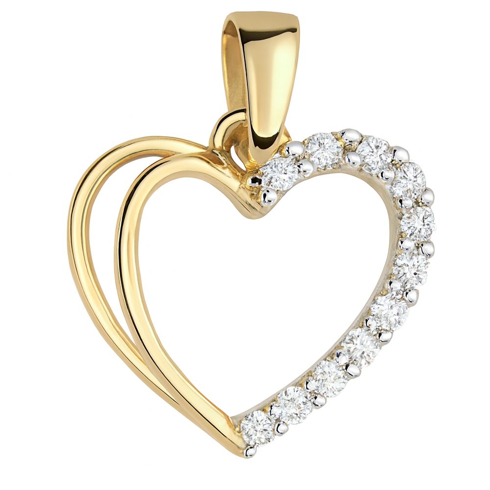 Zlatý 585/1000 přívěs Srdce se zirkony TU-4002