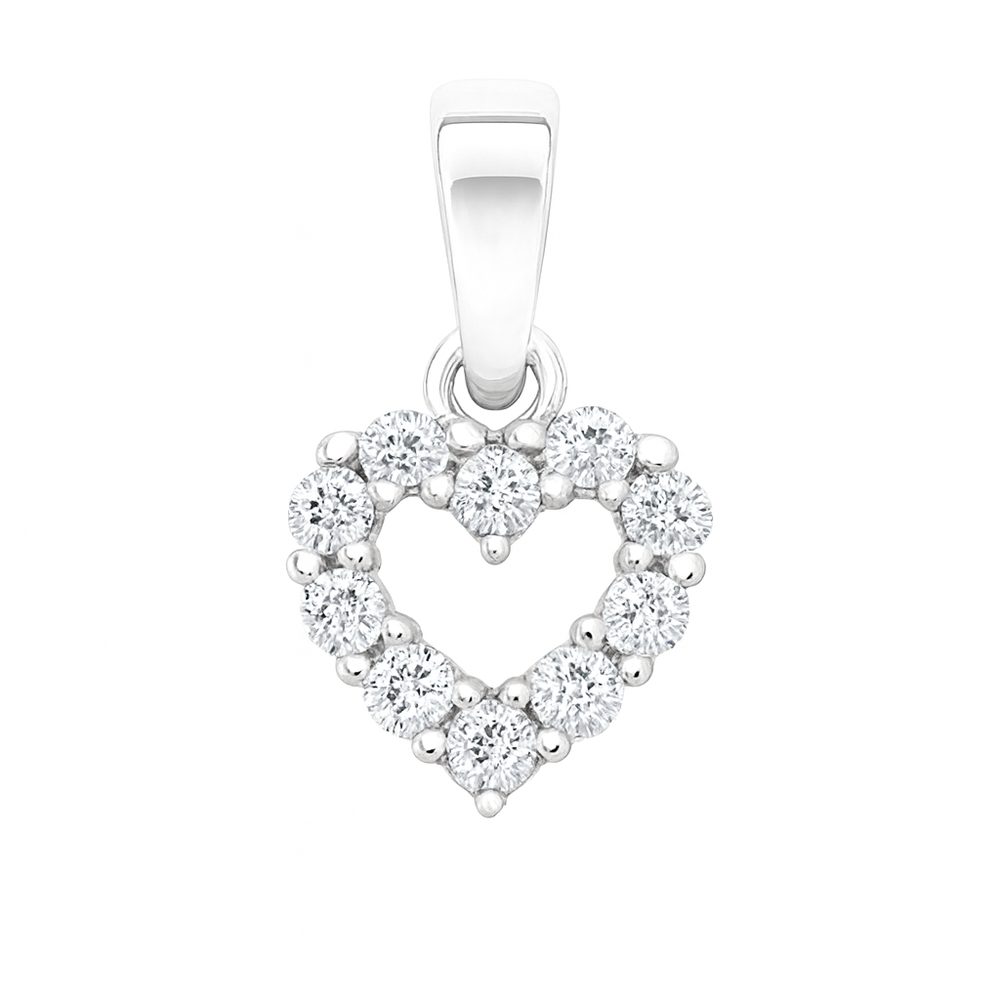 Zlatý 585/1000 přívěs z bílého zlata Srdce se zirkony TU-4066