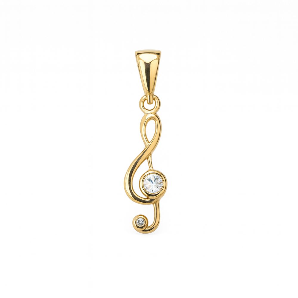 Zlatý 585/1000 přívěsek ze žlutého zlata houslový klíč se zirkonem 58XJ7071