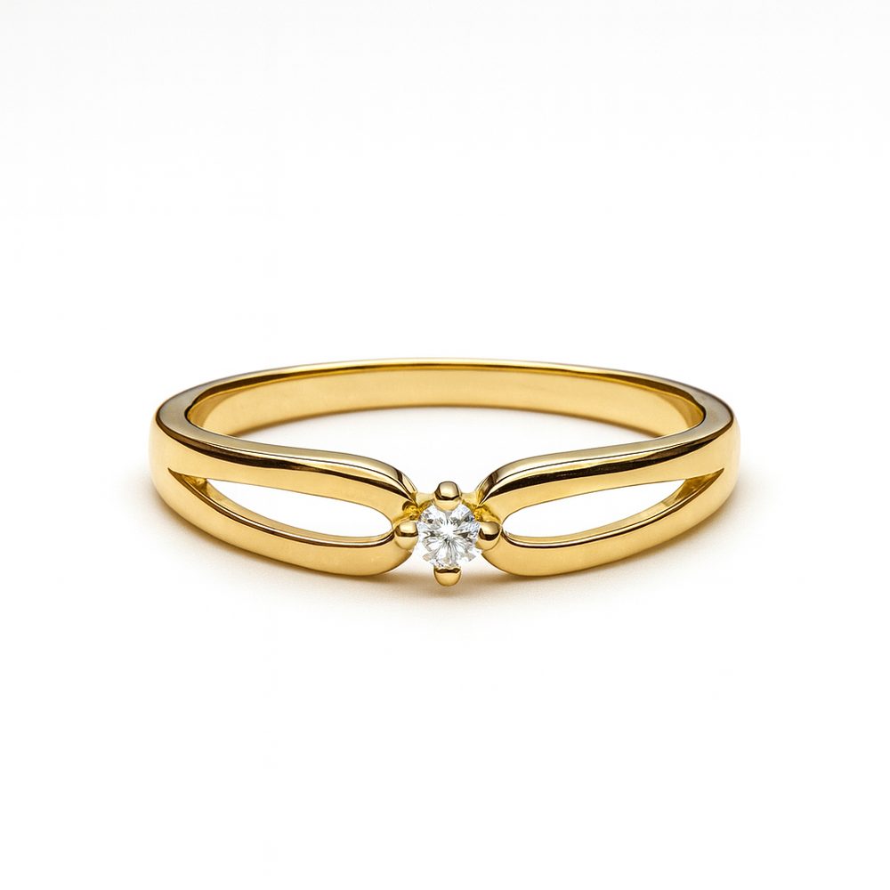 Zlatý 585/1000 prsten s briliantem 381.2282 0