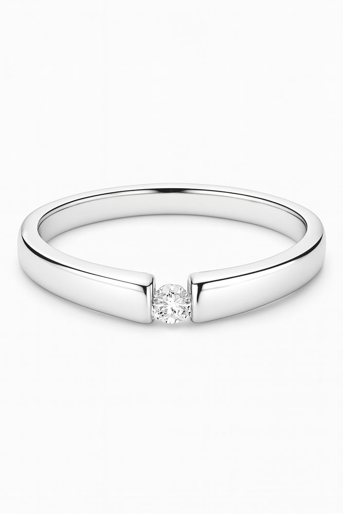 Zlatý 585/1000 prsten z bílého zlata s briliantem 386.2171 0