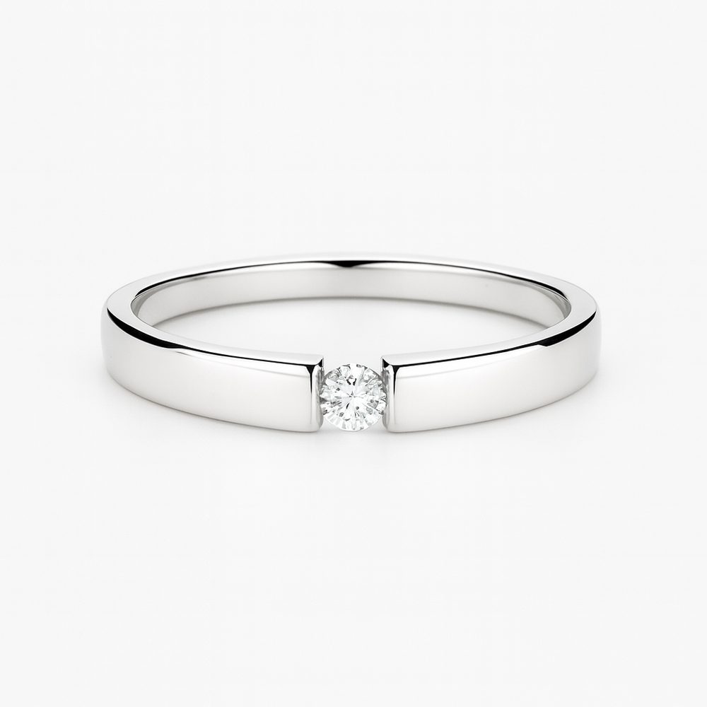 Zlatý 585/1000 prsten z bílého zlata s briliantem 386.2178 0