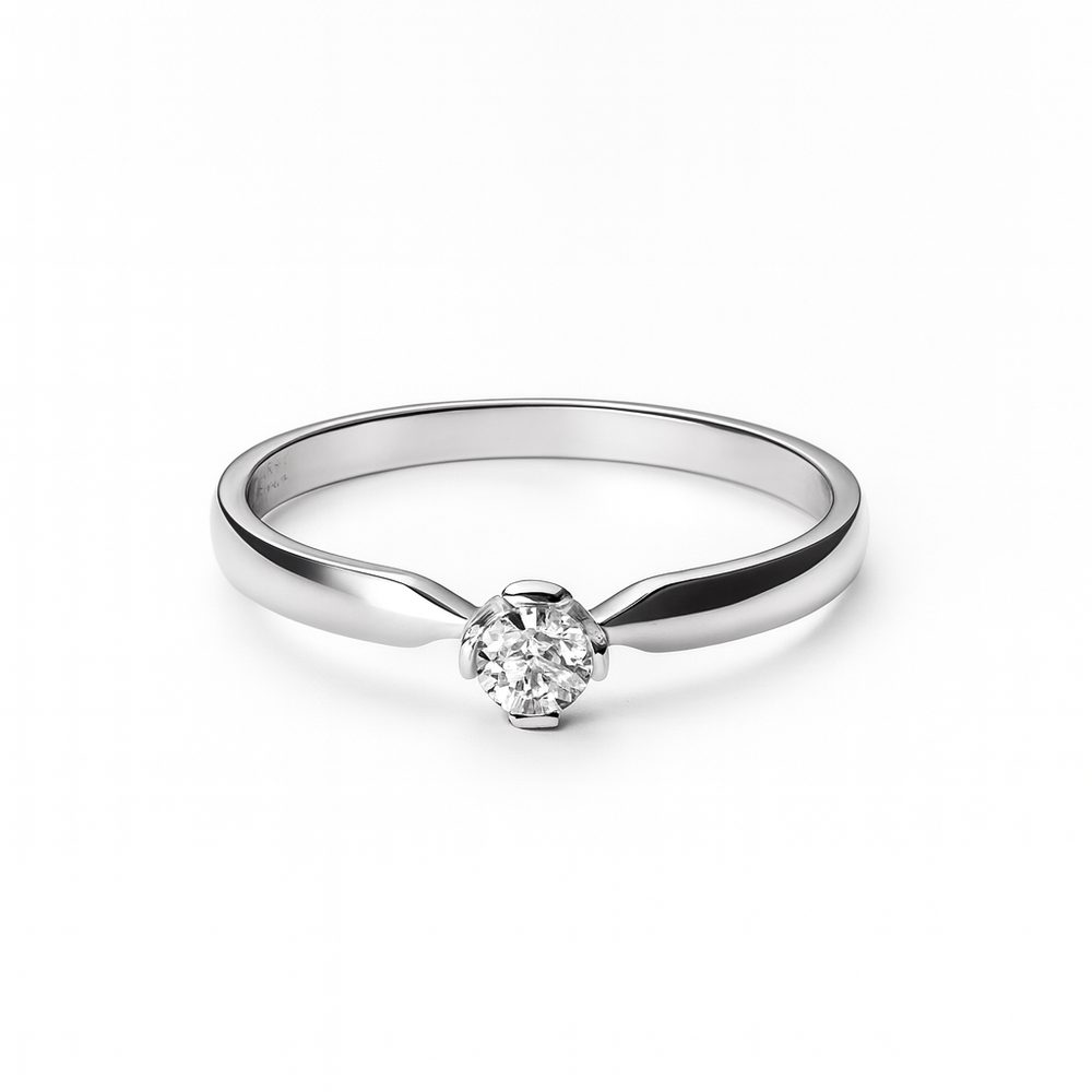 Zlatý 585/1000 prsten z bílého zlata s briliantem 686.9309 0