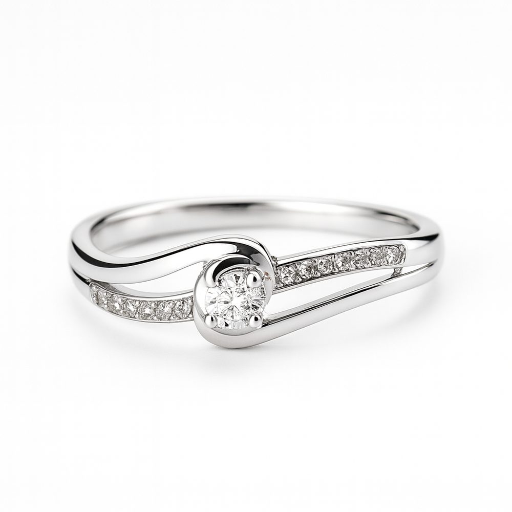 Zlatý 585/1000 prsten z bílého zlata s brilianty 386.1835 0