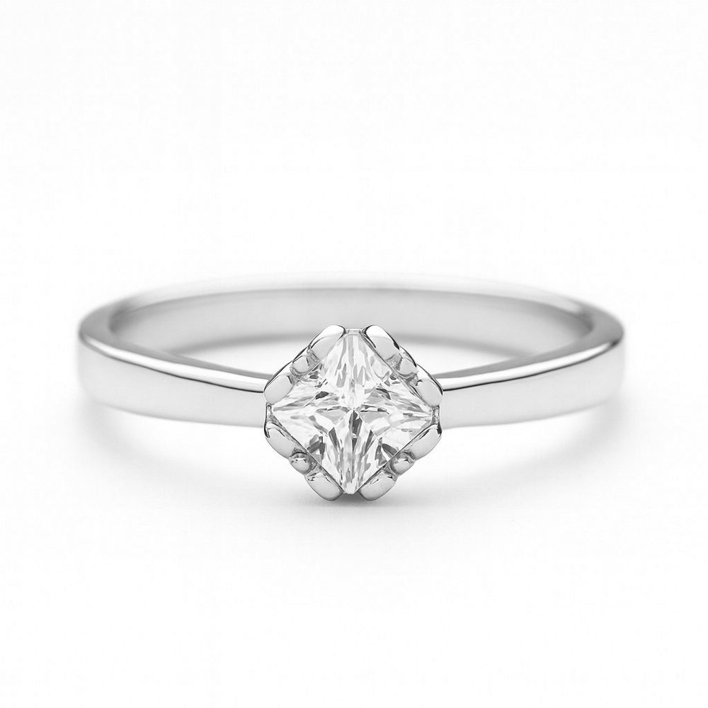 Zlatý 585/1000 prsten z bílého zlata se zirkonem 10319