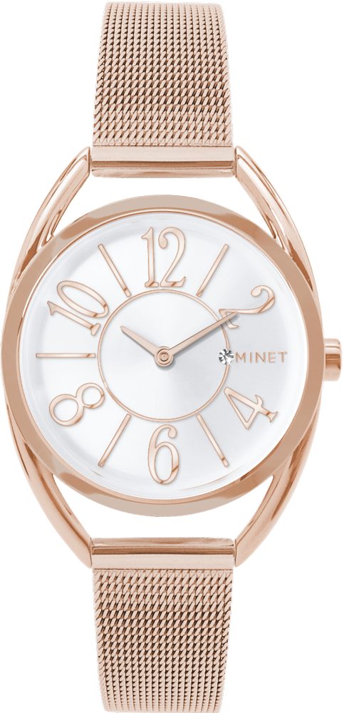 MINET Rose gold dámské hodinky ICON PINK MESH MWL5232