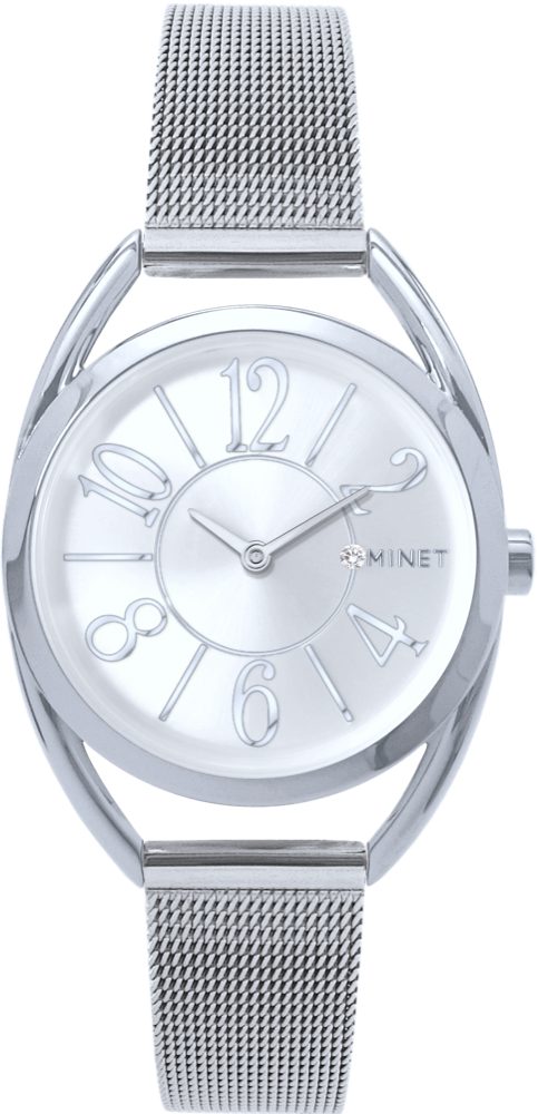 MINET Stříbrné dámské hodinky s čísly ICON SILVER MWL5243